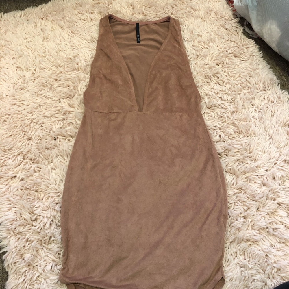 Pinkish brown suede body con dress